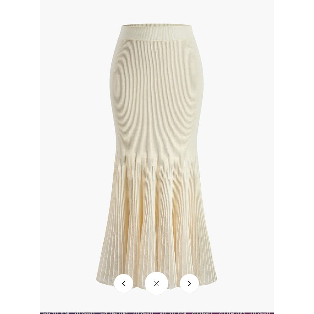 Commense Mesh Panel Pleated Skirt Sz L